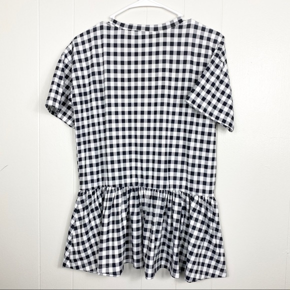 ASOS | Black and White Buffalo Plaid Peplum Top - Picture 6 of 6
